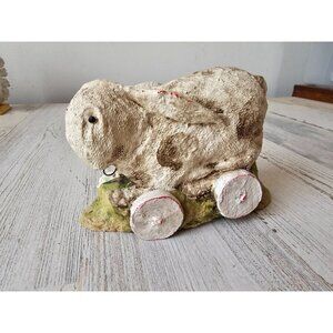 Debbee thibault Easter Bunny rabbit pull toy figurine‎ 2000 vintage statue cart